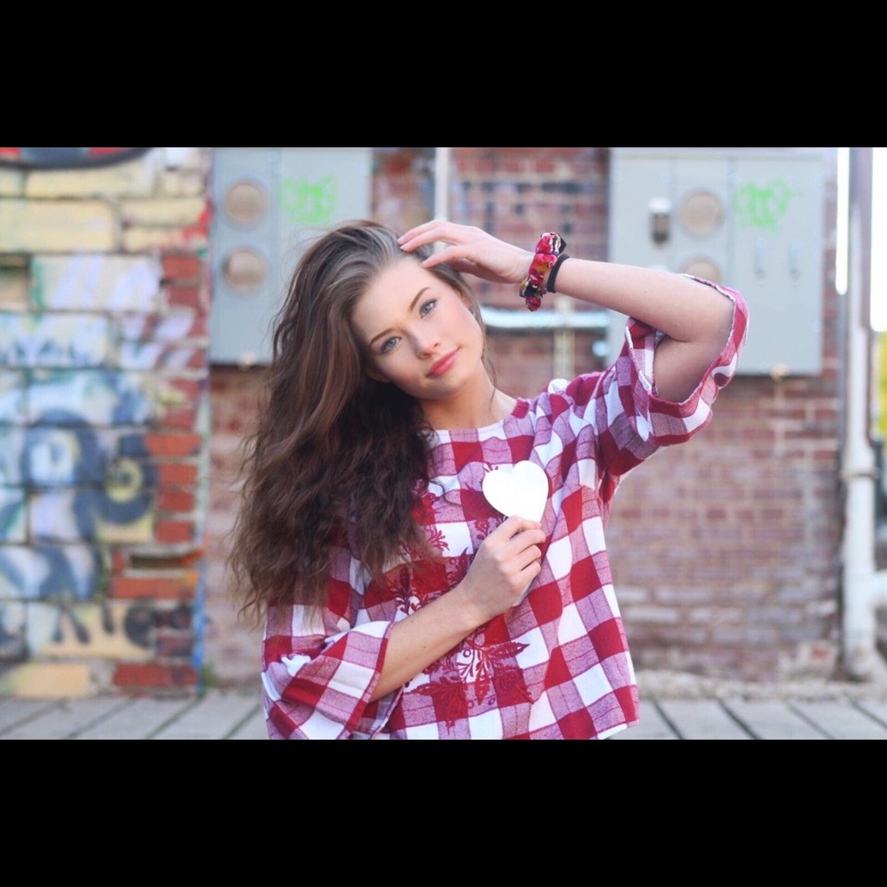 Red plaid shirt with detailing